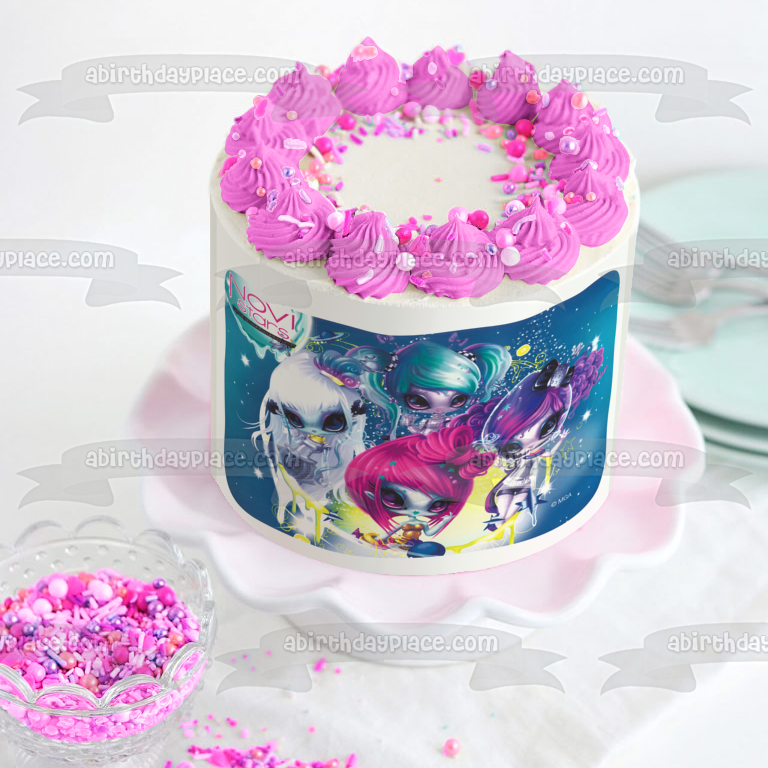 Novi Stars Allie Lectric Air Roma Mae Tallick y Una Verse Imagen comestible para decoración de tarta ABPID04502