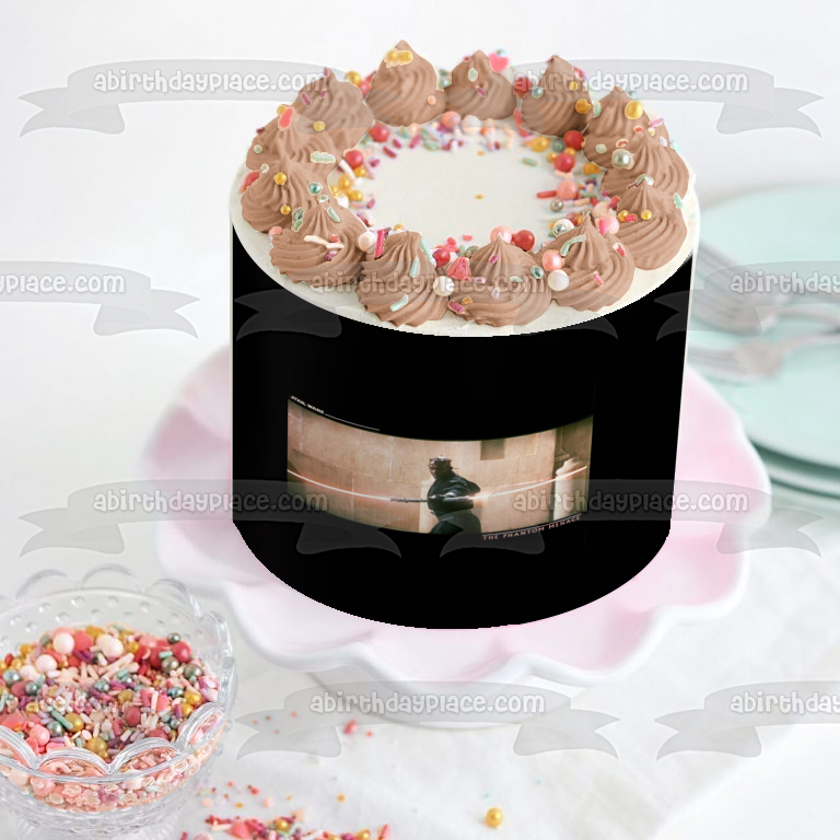 Star Wars Darth Maul y su sable de luz de doble punta, decoración comestible para tarta, imagen ABPID04532