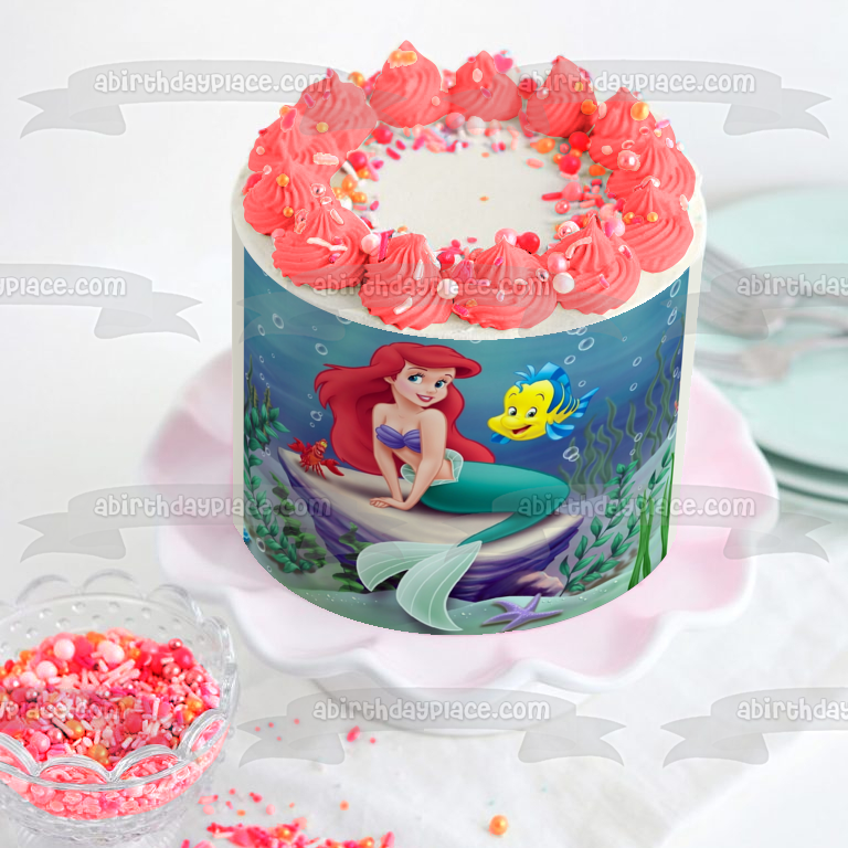 The Little Mermaid Ariel Flounder and Sebastian Edible Cake Topper Image ABPID04436