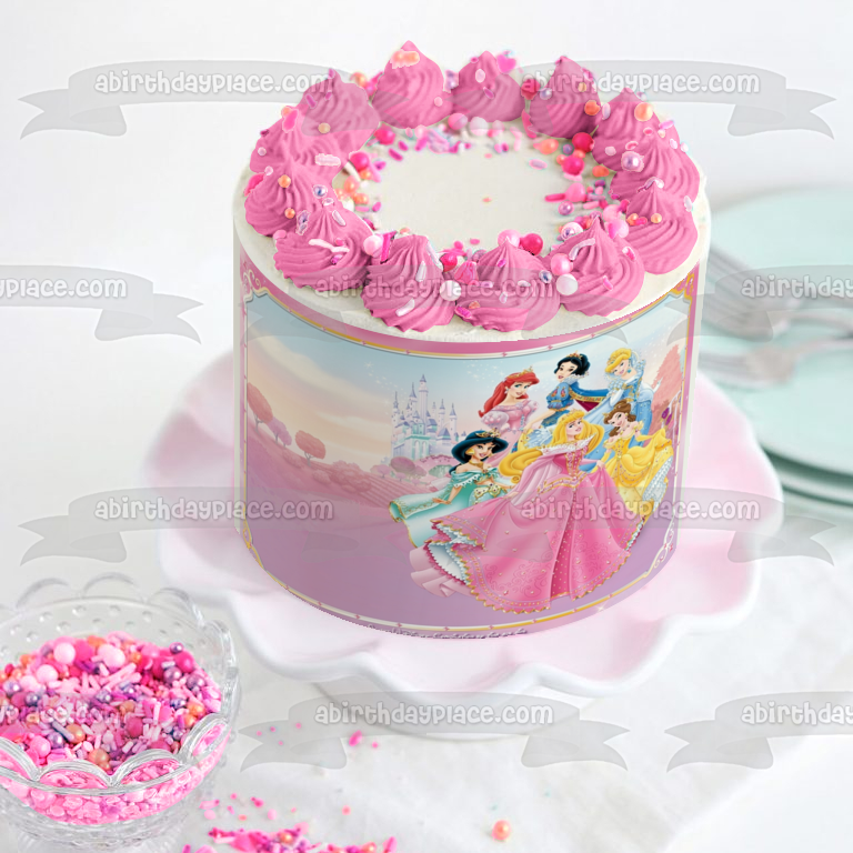 Decoración comestible para tarta, Cenicienta, Ariel, Jasmine y Aurora, Blancanieves, imagen ABPID04555