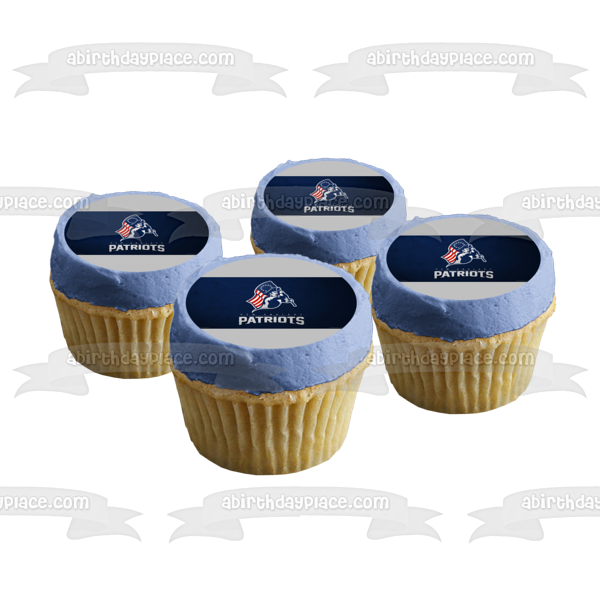 Patriotas de Nueva Inglaterra Equipo de fútbol americano profesional Obra de arte Logotipo de los Patriots Patriota de la NFL sosteniendo la bandera Imagen comestible para decoración de pasteles ABPID04705