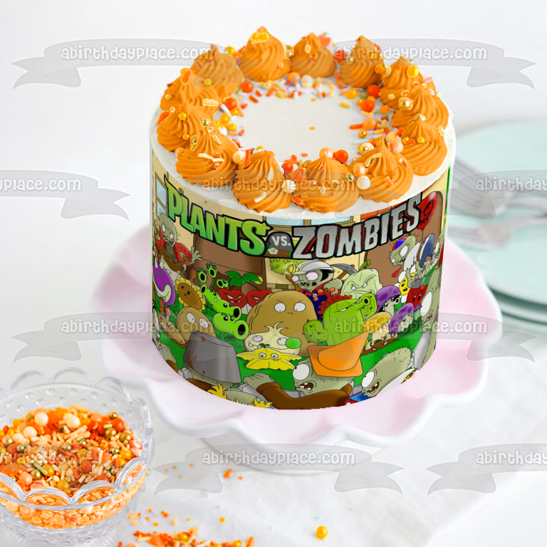 Plants Vs Zombies Popcap Sunflower Wall-Nut and Zombies Edible Cake Topper Image ABPID04714
