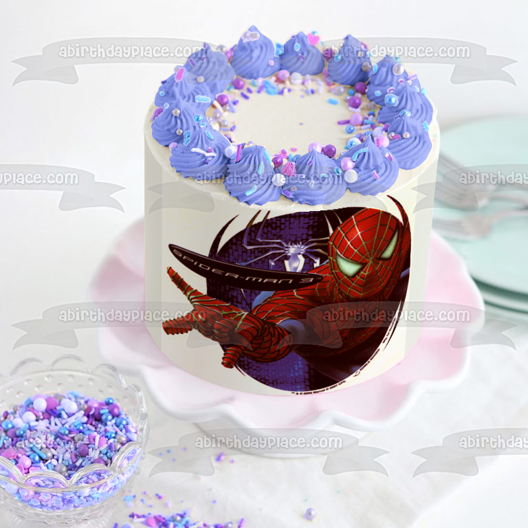 Spider-Man 3 Azul con fondo negro Imagen comestible para decoración de tarta ABPID04646