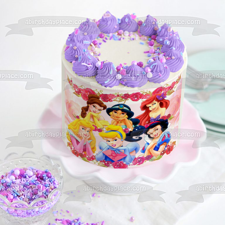 Princesses Ariel Jasmine Snow White and Aurora Edible Cake Topper Image ABPID04742