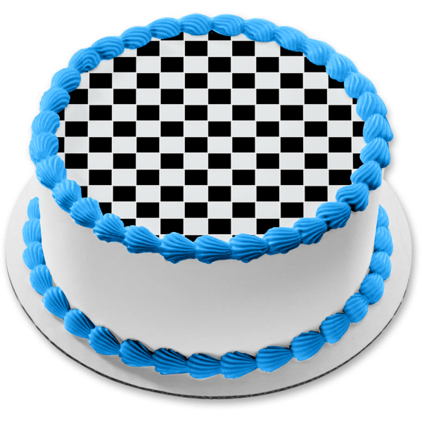 Checkered Flag Checkerboard Pattern Edible Cake Topper Image ABPID0466