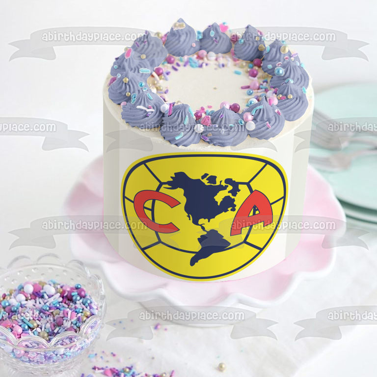 Club América Professional Football Club Mexico Soccer Logo Edible Cake Topper Image ABPID04745