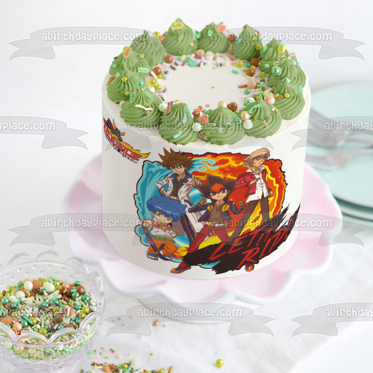 Beyblade Shogun Steel Let It Rip! With Various Characters Edible Cake Topper Image ABPID04751