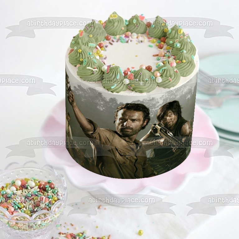 Imagen comestible para tarta de The Walking Dead Rick Grimes Daryl Dixon Michonne y Andrew ABPID04758