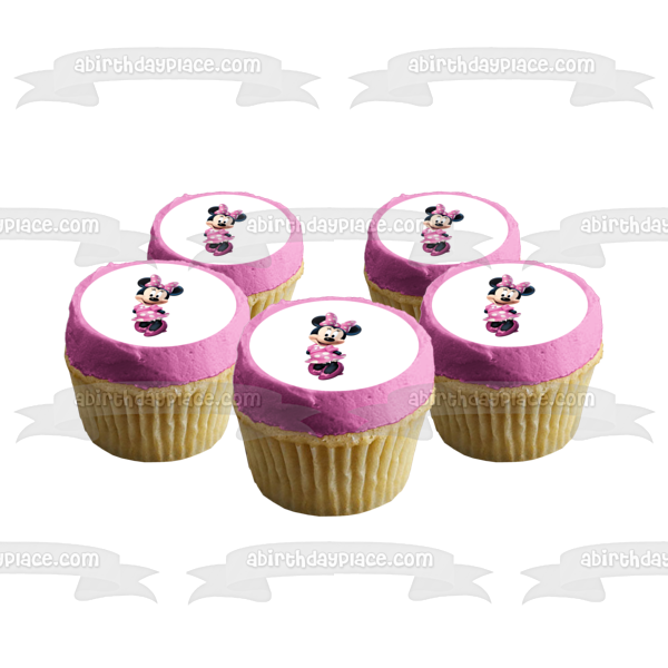 Minnie Mouse con las manos detrás de la espalda Imagen comestible para decoración de tarta ABPID04812