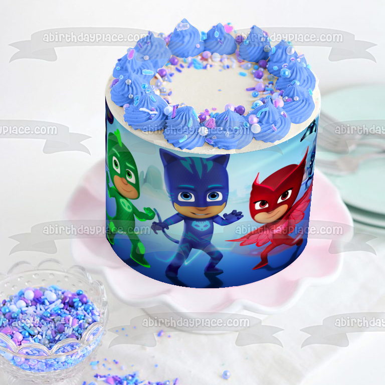 Pj Masks Catboy Owlette and Gekko Edible Cake Topper Image ABPID04828