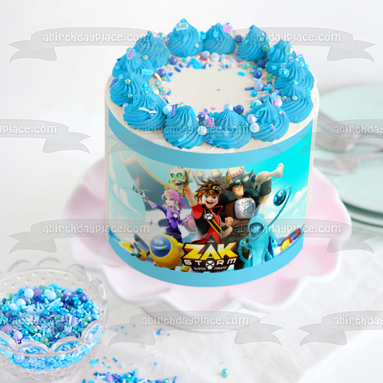 Zak Storm Super Pirate Cartoon Cece Lejune Crogar and Clovis Edible Cake Topper Image ABPID04958