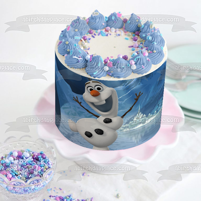 Imagen comestible para tarta comestible de Frozen Olaf, patinaje sobre hielo, lago congelado, ABPID04978