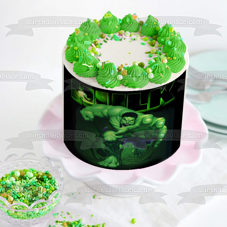 Incredible Hulk Dr. Robert Bruce Banner Green Eye Edible Cake Topper Image ABPID04981