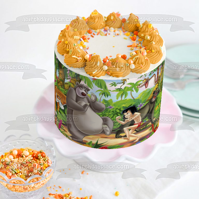 The Jungle Book Mowgli Shere Khan Bagheera Baloo and Kaa Edible Cake Topper Image ABPID05035