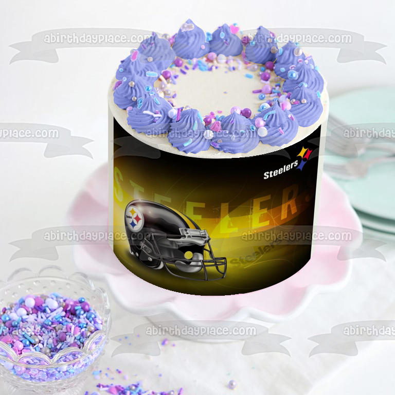 Pittsburgh Steelers Logo Helmet NFL Edible Cake Topper Image ABPID05162