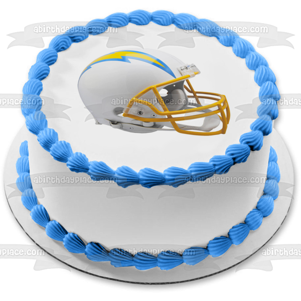Los Angeles Chargers Football Helmet Edible Cake Topper Image ABPID55187