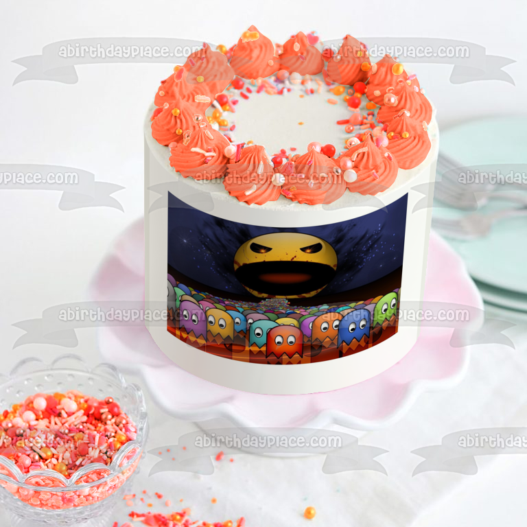 Pac-Man Retro Blinky Pinky Kinky and Clyde Edible Cake Topper Image ABPID05201