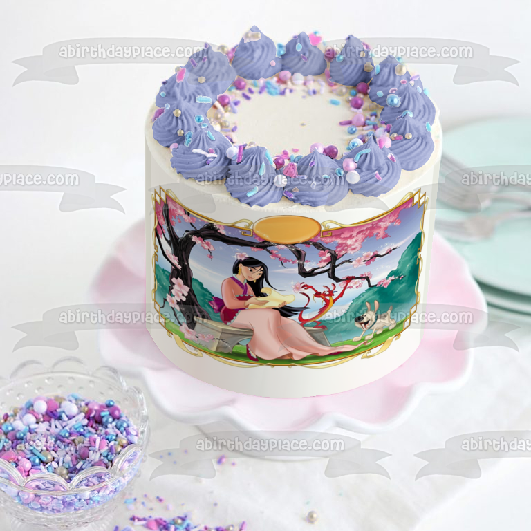 Mulan Mushu Fa Mulan y hermanito adorno comestible para tarta imagen ABPID05263