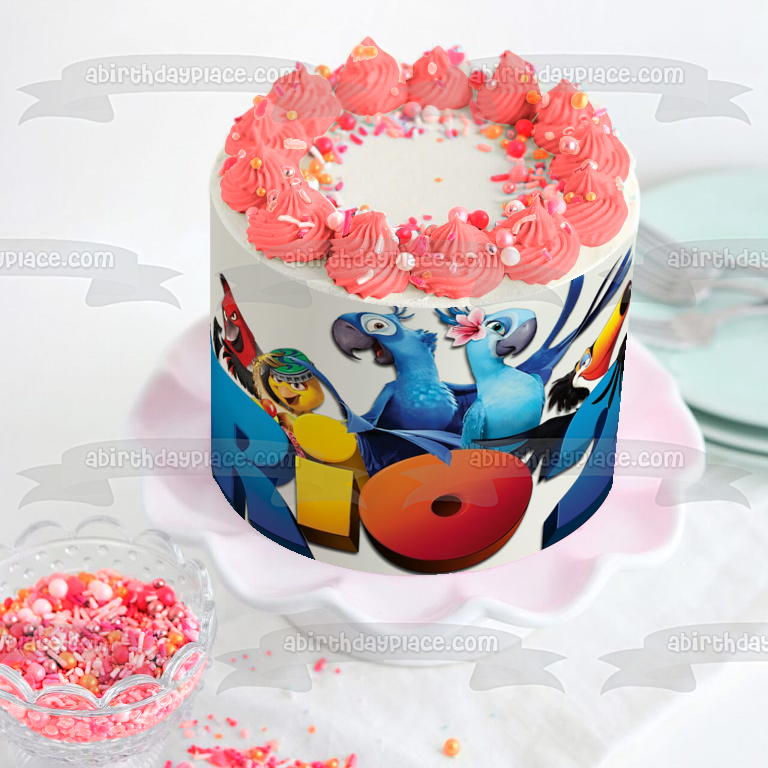 Adorno comestible para tarta Rio 2, joya azul, Rafeal Pedro y Nigel, imagen ABPID05418