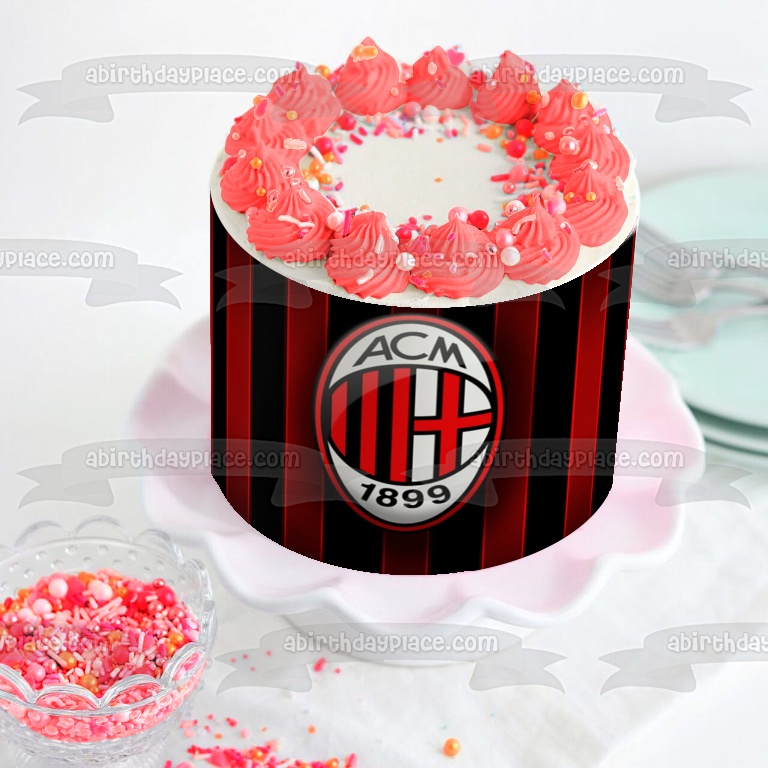 Imagen comestible para decoración de tarta con el logotipo del Ac Milan Football Club ABPID05567