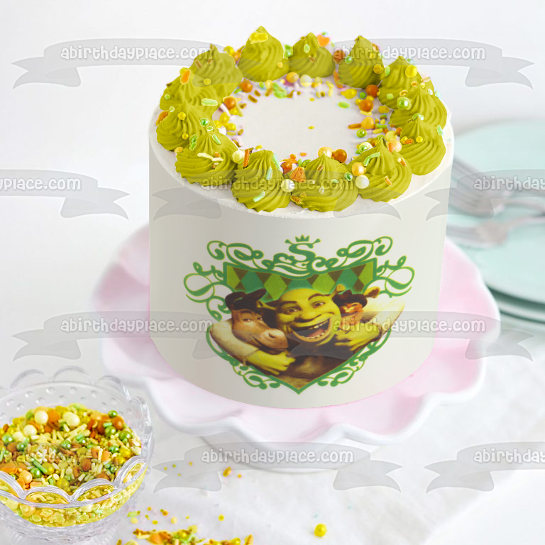 Shrek Sheild Donkey and Boots Edible Cake Topper Image ABPID05437