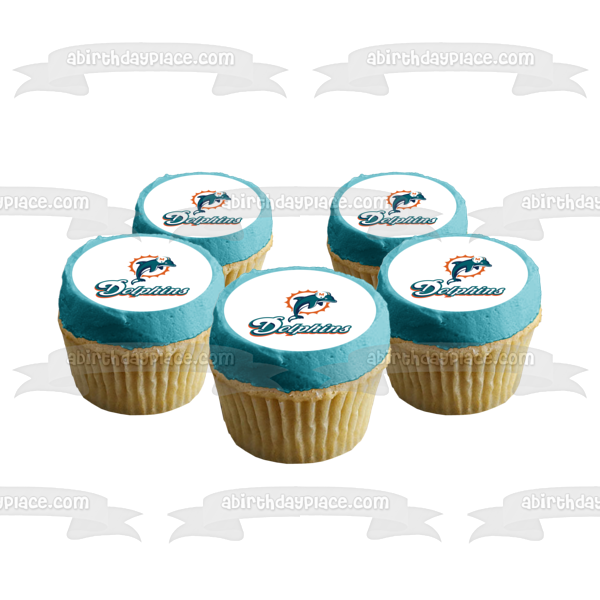 Miami Dolphins Logo and Helmet Edible Cake Topper Image ABPID05596
