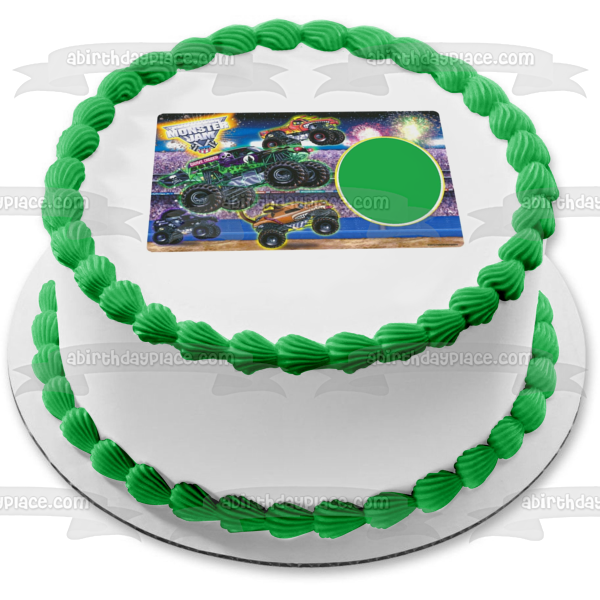 Monster Jam Trucks Logo Grave Digger Maximum Destruction and 1/2 Pint Personalize Edible Cake Topper Image Frame ABPID05496