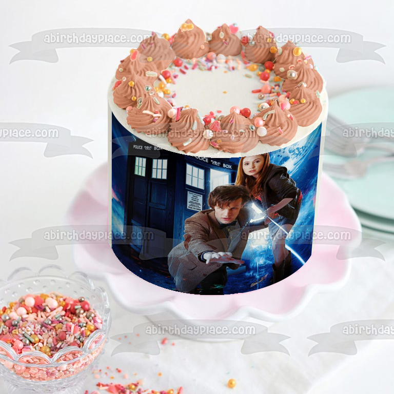 Doctor Who Time Travel Machine the Tenth Doctor Edible Cake Topper Image ABPID05641