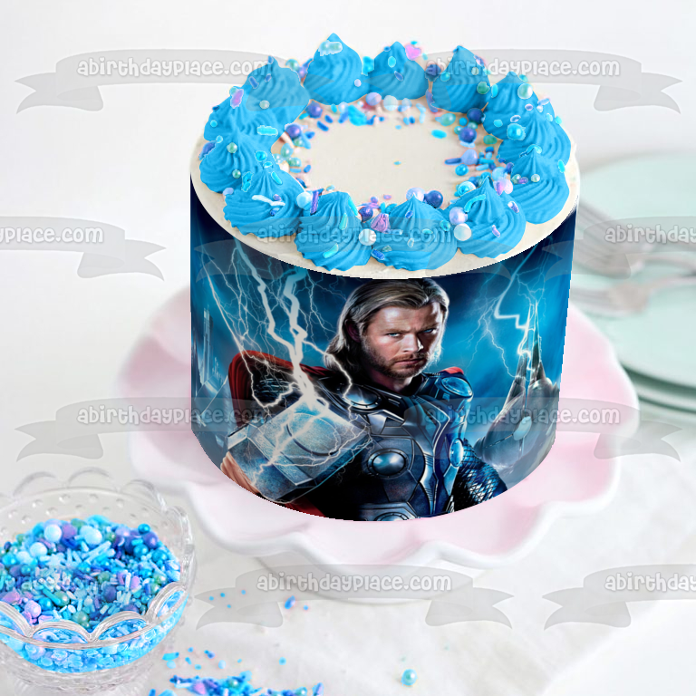 The Avengers Thor and Lightening Edible Cake Topper Image ABPID05650