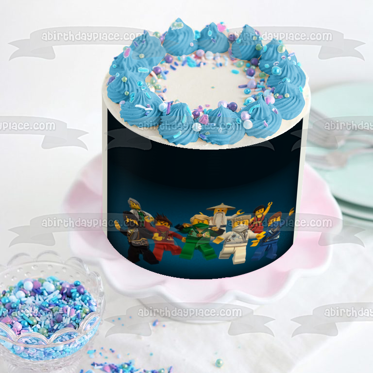 LEGO Ninjago Ninjas Master Wu Kai Cole Zane and Jay Edible Cake Topper Image ABPID05765