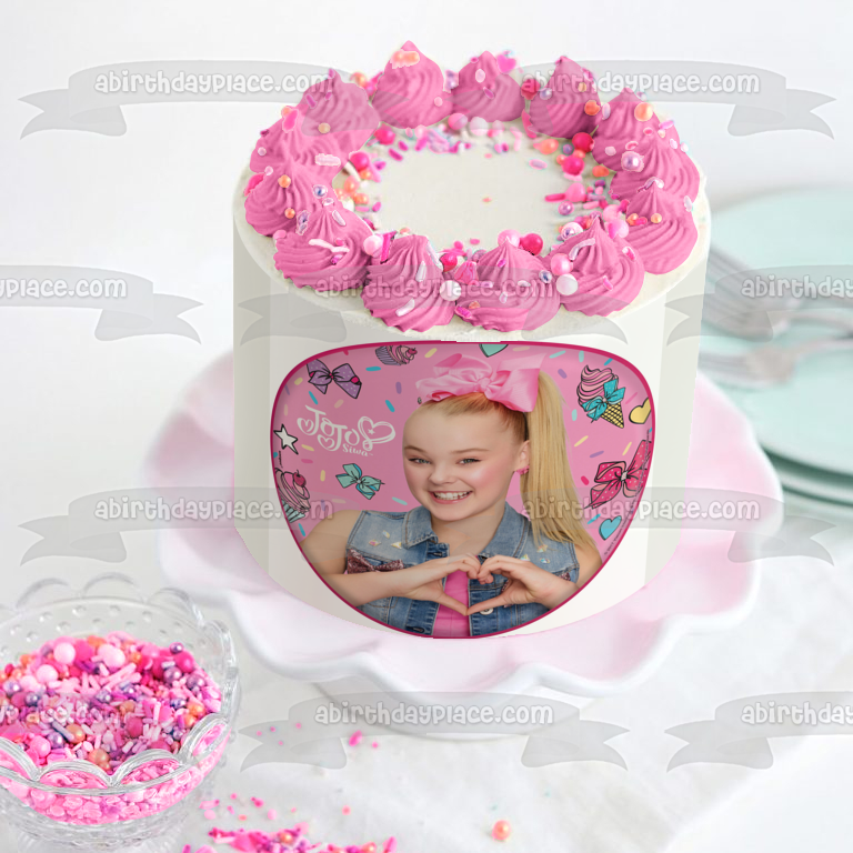 Jojo Siwa Ice Cream Hairbows and Cupcakes Edible Cake Topper Image ABPID05820