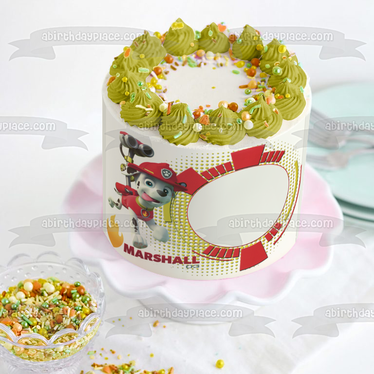 Paw Patrol Marshall Edible Cake Topper Image Frame ABPID05771