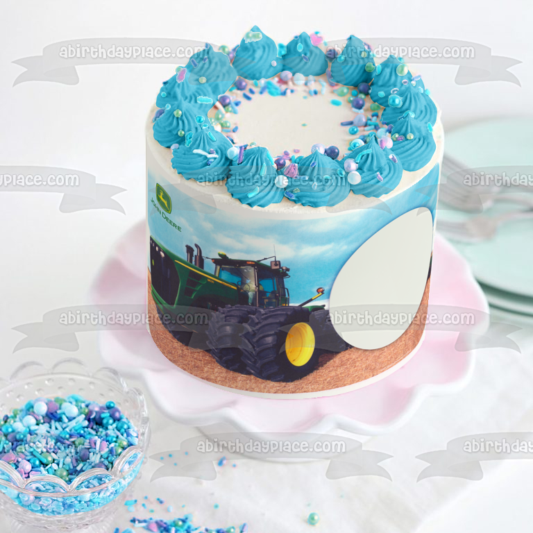 John Deere Logo Tractor Edible Cake Topper Image Frame ABPID05872