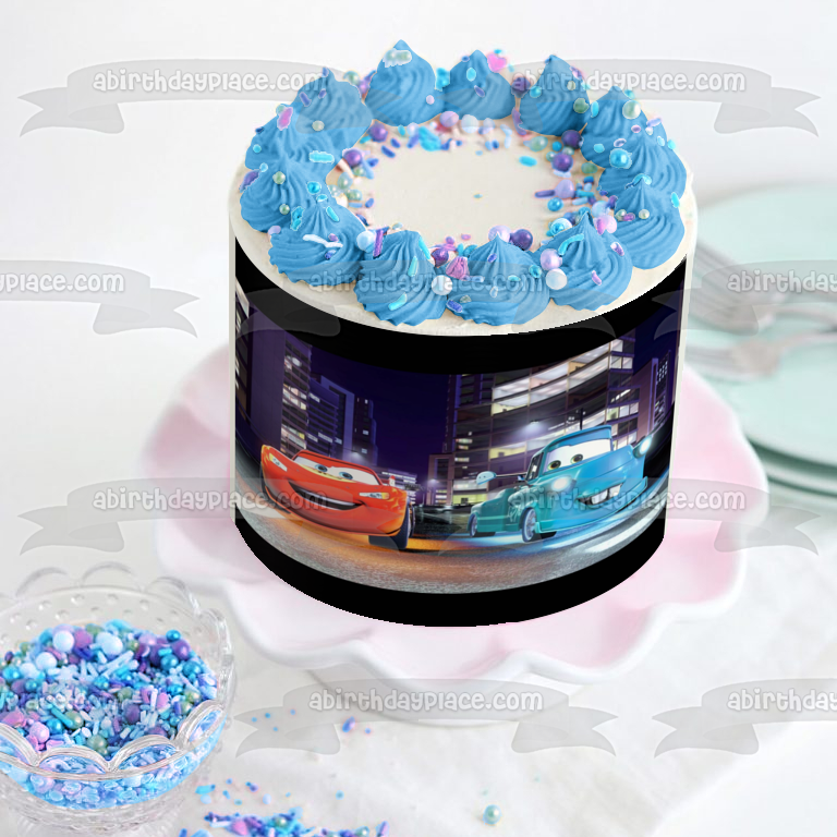 Cars 2 Lightening McQueen and Guido Edible Cake Topper Image ABPID06021