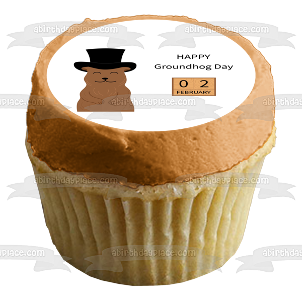 Happy Groundhog Day February 2nd Edible Cake Topper Image ABPID55217