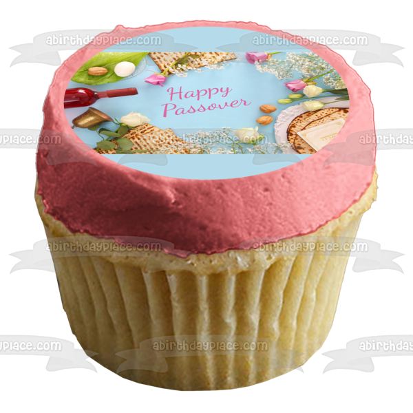 Feliz Pascua, vino y pan, decoración comestible para tarta, imagen ABPID55266