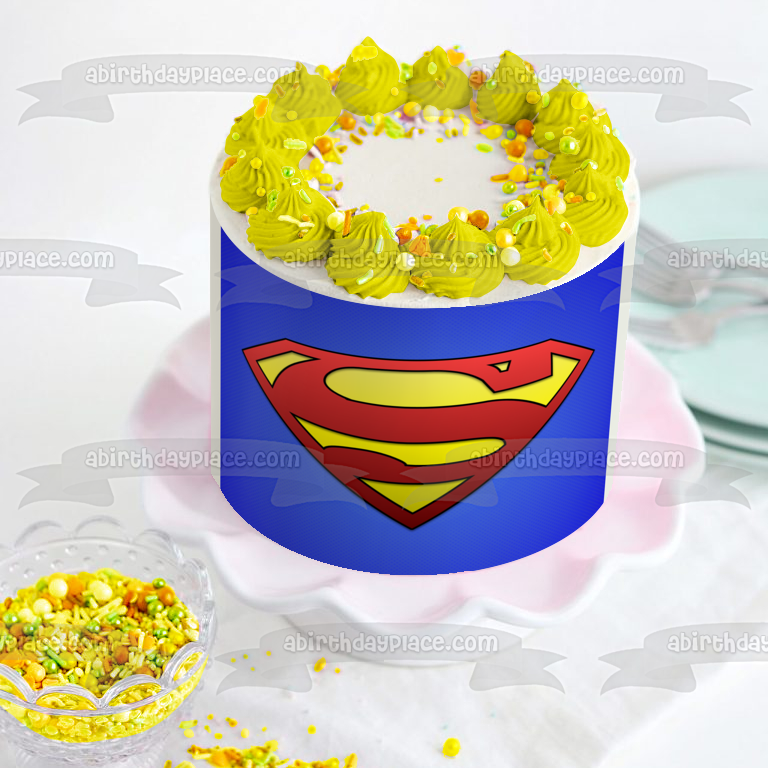 Logotipo de Superman con fondo azul Imagen comestible para decoración de tarta ABPID05956