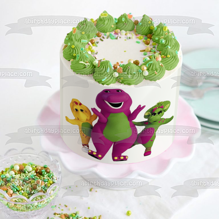 Barney Baby Bop and Bj Edible Cake Topper Image ABPID05969