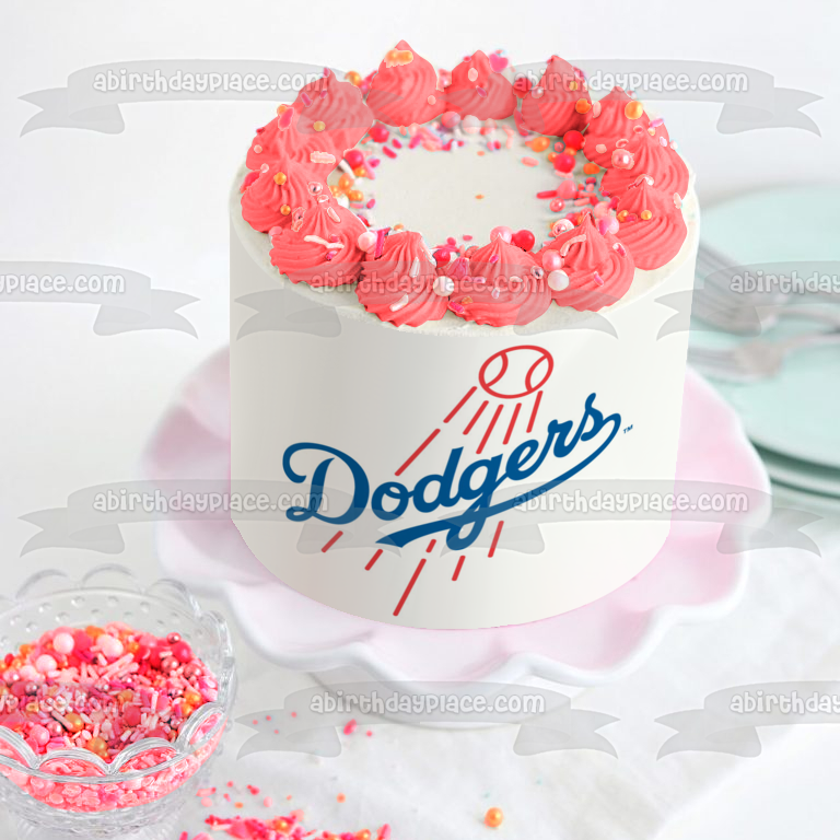 Los Angeles Dodgers MLB Baseball Edible Cake Topper Image ABPID06143