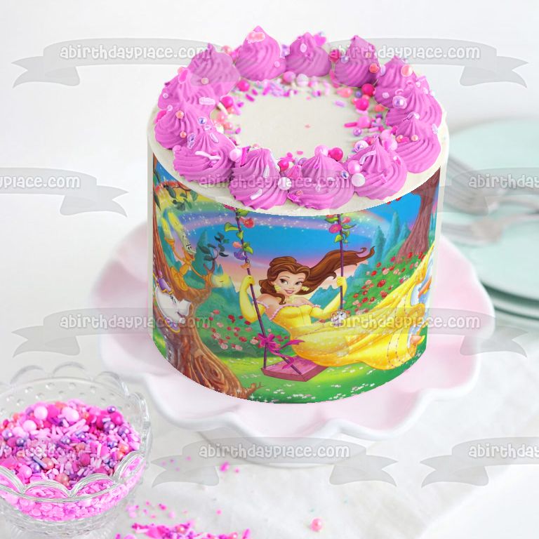 La Bella y la Bestia Bella Sra. Potts y Lumiere Imagen comestible para decoración de tarta ABPID06332