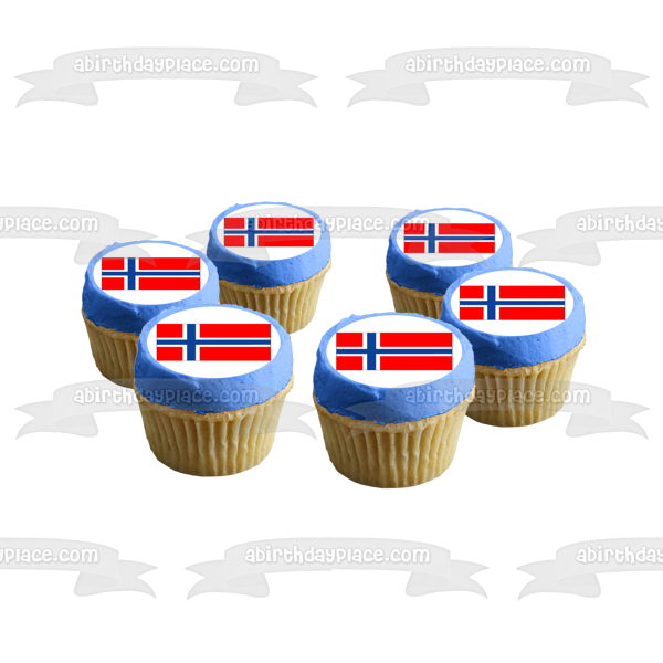 Flag of Norway Scandinavian Cross Edible Cake Topper Image ABPID06158