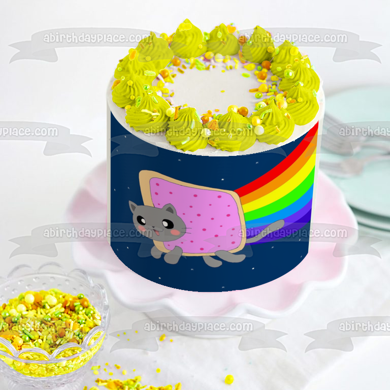Imagen comestible para decoración de tarta arcoíris de Nyan Cat ABPID06172