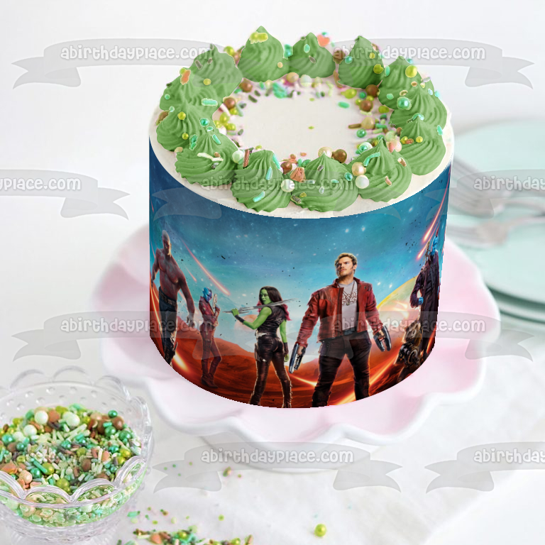 Guardians of Galaxy Gamora Star-Lord Thanos and Nebula Edible Cake Topper Image ABPID06355