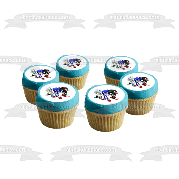 Sonic the Hedgehog 3 Silver the Hedgehog and Shadow the Hedgehog Edible Cake Topper Image ABPID06374