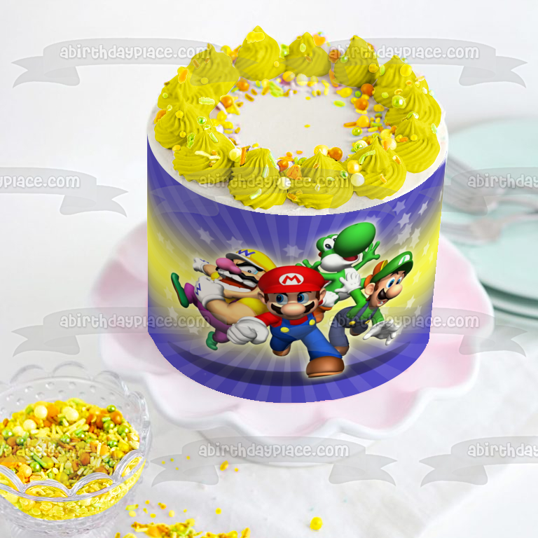 Super Mario Brothers Luigi Yoshi and Wario Edible Cake Topper Image ABPID06447