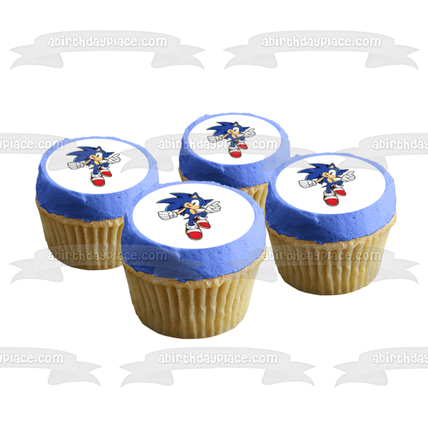 Sonic the Hedgehog with a White Background Edible Cake Topper Image ABPID06459