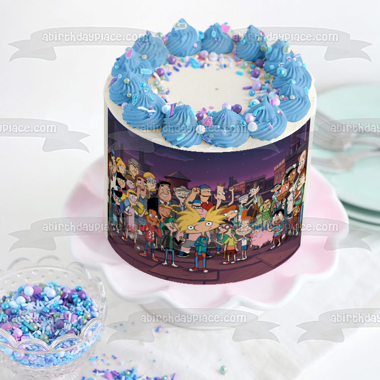 Hola Arnold Gerald Helga Eugene Phoebe y Harold Imagen comestible para decoración de tarta ABPID06469