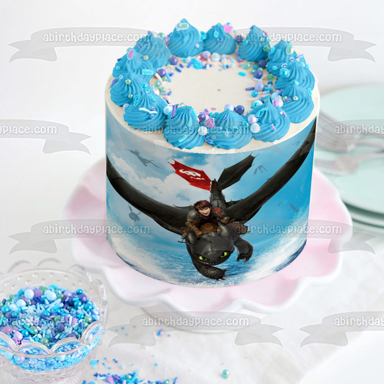 Cómo entrenar a tu dragón Hipo y desdentado adorno comestible para tarta imagen ABPID06292