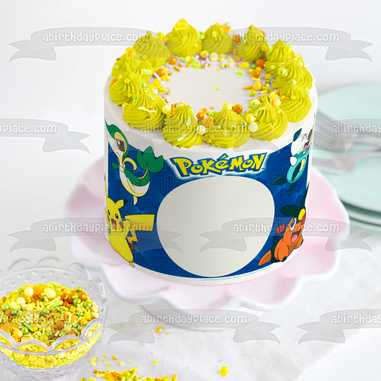 Marco de imagen comestible para decoración de tartas Pokémon Pikachu Tepig Snivy y Oshawott ABPID06769