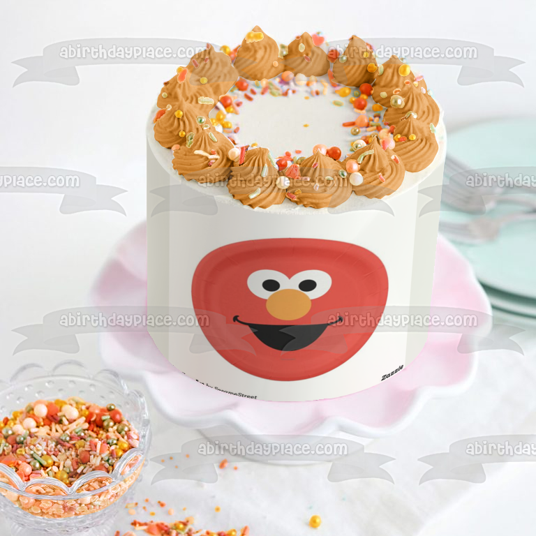 Sesame Street Elmo Face Edible Cake Topper Image ABPID06895